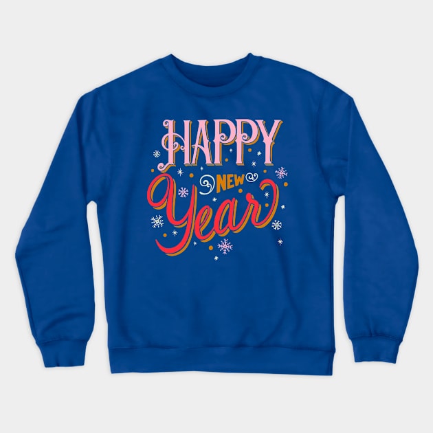 Happy New Year Illustration Crewneck Sweatshirt by Mako Design 